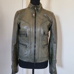 MABRUN 100% Leather Moto Jacket with Quilted Lining